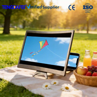 Foldable Portable 12 Inch Curved Screen Magnifier Stand 3-4X Eye Protection Plastic Bracket for Picnic Travel Gaming