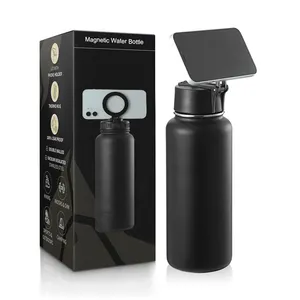 Trending Products 2024 New Arrivals 32oz Double Wall 304 Stainless Steel Magnet Water Bottle with Magnetic Phone Holder Lid