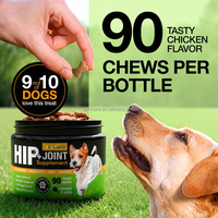 Friandises à mâcher pour chiens : Complément articulaire à la glucosamine, chondroïtine et MSM, saveur poulet, formulé par des vétérinaires pour la santé des animaux