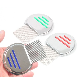 2022 Amazon Pet Brush Kit Metal Head Flea Pet Comb Silicone Handle Stainless Steel Anti Lice Comb pet gadget