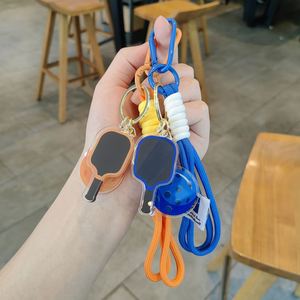 Popular Pickleball Paddles Keychain Eco-friendly Lightweight Polyester Multi-color Creative Sports <strong>Lovers</strong> Bags Wallets Car Key - Product Image 1