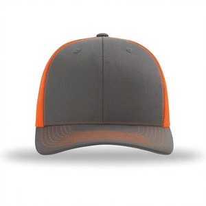 Gorra de Malla de 6 Paneles con Cierre a Presión, Color Gris Naranja en Contraste, Ajustable, Unisex, Casual, para Primavera/Verano, Adulto - Product Image 1