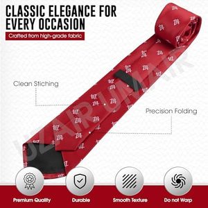 Cravate en soie rouge classique de haute qualité avec motif géométrique maçonnique blanc, tenue formelle, taille universelle, en vente - Product Image 3