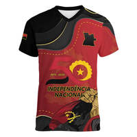 T-shirt à col en V personnalisé UNITA Angola Impression de style drapeau de fête à la demande T-shirts pour hommes Angola Design
