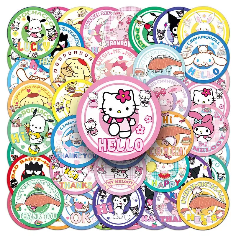 50PCS 공장 판매 일본 Kawaii 애니메이션 소녀 산리오 배지 스티커 노트북 컵 저널 스티커
