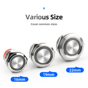 Nút chuyển đổi kim loại 16/19/22mm hiện tại 20A cao hiện tại cơ thể ngắn được chiếu sáng bằng thép không gỉ với đèn LED - Product Image 2