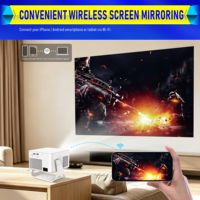 Mini projecteur LCD HY320MAX 1080P, 400 lumens ANSI, mise au point automatique/compensation automatique de la distorsion trapézoïdale, BT5.4/WiFi6, prise en charge 8K, haut-parleurs intégrés, portable