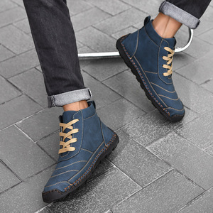 2025 New Men's Chelsea Boots Large Size High-Top Leather Shoes Hand-Stitched Casual Short Boots for Spring Summer - Product Image 3