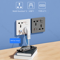 Panneau de prise murale universel à 6 broches Prise électrique britannique DC 5V 3A Type-c Chargeur USB Charge de téléphone portable Type C Prise 16A nominale