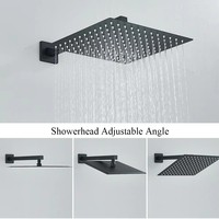 Robinet de douche dissimulé noir douche à effet pluie avec barre coulissante tourner bec inférieur mélangeur intégré baignoire douche pour salle de bain