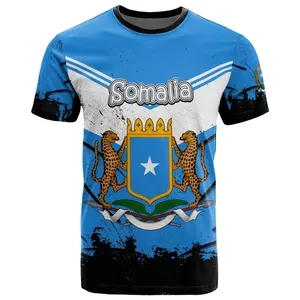 Private Label Men T Shirts Africa Country Somalia Flag Retro 3D Print Mens Tshirt Polyester T-shirt Custom Logo Design Wholesale