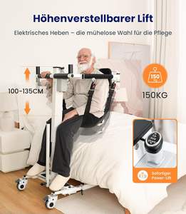 Ascenseur de transfert de patient pliable électrique assis à debout aide à la mobilité support réglable pour les personnes âgées utilisation des soins infirmiers à domicile - Product Image 2