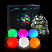 Balles de golf LED multicolores en gros, lumineuses dans le noir, logo personnalisé, balles de golf LED en Surlyn