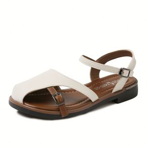 2026 New Arrival Women Roman Closed Toe Sandals Korean Mori Fairy Style Soft Sole Flat Breathable Trendy Daily <b>Beach</b> <b>Shoes</b> - Product Image 1