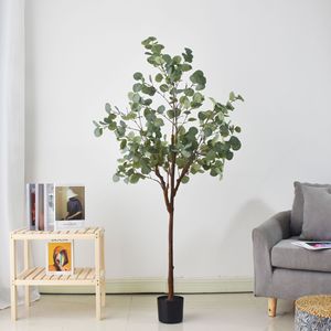 Árbol de eucalipto falso de 5 pies en maceta, planta de eucalipto, hojas de dólar plateado, árboles de seda, árbol Artificial para oficina en casa - Product Image 6