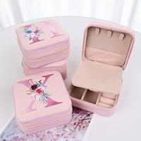 Boîte à bijoux en cuir PU avec miroir EVERWIN, boîte de rangement pour bagues, boucles d'oreilles, colliers, boîte de voyage rose