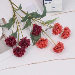 Flores Artificiales de Seda, Crisantemo de 4 Cabezas, Bola de Diente de León, Decoración para el Hogar, Bodas, San Valentín, Estilo Moderno Hecho a Mano - Product Image 1