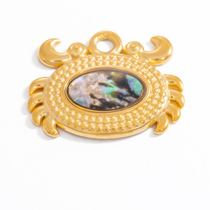 Colgantes de acero inoxidable con temática oceánica con incrustaciones de cuarzo arcoíris en formas mixtas para la fabricación de joyas - Product Image 4