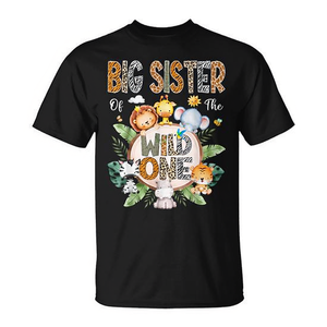 Camiseta Big Sister Of The Wild One para el primer cumpleaños, con diseño de safari y jungla - Product Image 2