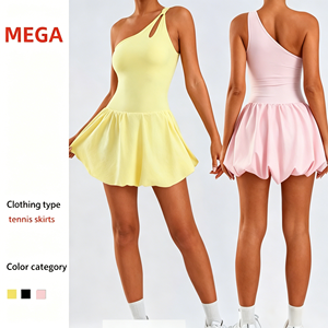 Ensemble jupe de tennis une pièce personnalisable avec logo pour femme, robe de tennis respirante, robe de sport asymétrique pour femme - Product Image 1