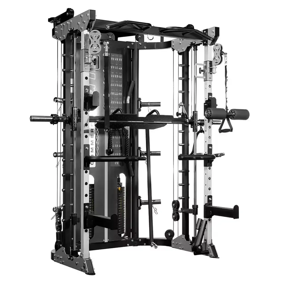 Équipement de fitness commercial et domestique léger 3D Smith Machine Station multifonction Power Half Squat Rack tout en un