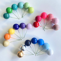 20 pièces/sac Boules factices de tailles mixtes 2 2,5 3 4 cm Or Argent Rose Bleu Boule Joyeux Anniversaire Décoration de gâteau Fournitures de décoration de gâteau