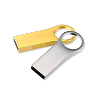 Flashdisk USB Logam Slim Large Loop 2 hingga 256GB Logo Kustom Portabel Gantungan Kunci Tahan Air Penyimpanan U Disk