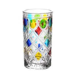 Nordic style antique glass highball round bottom cup colorful glass water juice drinking glass for home glassware