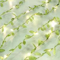Guirlande lumineuse LED artificielle en forme de feuilles de Pothos et de lierre pour fenêtre, rideau, décoration féerique intérieure, Noël, mariage