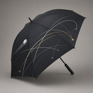 high quality durable <b>windproof</b> double layer automatic fiber non slip handle black EVA yellow golf <b>umbrellas</b> with logo - Product Image 1