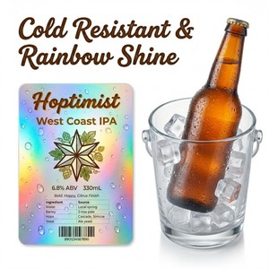 Etiquetas de Cerveza Artesanal Ecológicas Reciclables con Recubrimiento de Película Holográfica Arcoíris Personalizadas, Laminado Holográfico Transparente para <span class=keywords><strong>IPA</strong></span> y Stout - Product Image 3