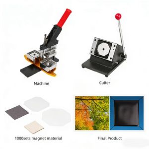 53×80mmマグネット製造機、50×50mm角型冷蔵庫マグネット製造機、手動プレス、63.5×63.5mm磁気機械写真 - Product Image 1