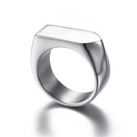 Großhandel Custom Logo Herren Minimalist Edelstahl Finger Schmuck Poliert Blank Siegelring für Männer