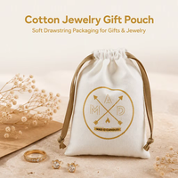 Sac à cordon en coton biologique personnalisé pour bijoux, pochette cadeau en mousseline de coton pour emballage de bijoux, promotion Chine OEM