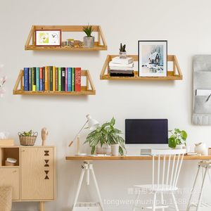 Wooden <b>Wall</b> <b>Mounted</b> <b>Shelf</b> Rectangle Durable Storage Rack For Bathroom Toiletries - Product Image 1