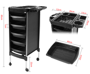 Carrito de Peluquería Profesional de Plástico para Salón de Belleza, Carrito para Estilista, Color Negro - Product Image 4