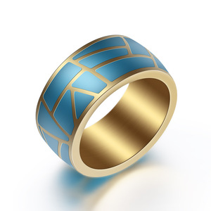 Anillos de Moda Azules Geométricos de 22MM, Resina Epoxi, Acero Inoxidable, Joyería, Regalo - Product Image 2