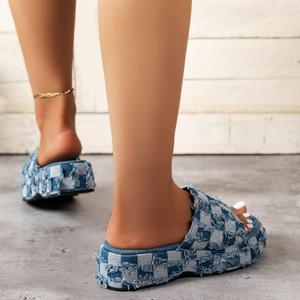 Nuove pantofole da spiaggia taglie forti con pantofole in denim sole a linea singola per l'estate 2025 <span class=keywords><strong>creando</strong></span> una tendenza alla moda - Product Image 5