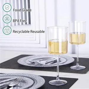 Plastic Wine Cup 10oz Stem Acrylic Wine Glasses Disposable Cocktail Glasses For Parties