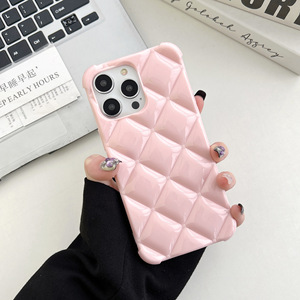 Étui de téléphone de luxe à motif losanges pour iPhone 17 Pro Max 15 Plus 13, <span class=keywords><strong>coque</strong></span> souple intégrale, protection anti-chute, design élégant - Product Image 5