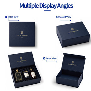 Custom Logo Design Blue Magnet Packaging Box Luxury Square Rigid Paper Gift Box <b>Scarf</b> Packaging for Wine Cosmetic Electronic - Product Image 3