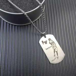 Collar de Baloncesto con Colgante Cuadrado de Acero Inoxidable con Zirconia, Chapado en Titanio, Estilo Clásico Unisex, para el Jugador Más Valioso del Campeonato 2022, Curry - Product Image 4