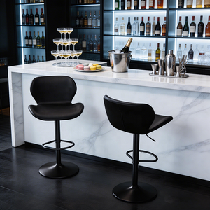 Tabourets de bar pivotants modernes et robustes en cuir PU, dossier rembourré, repose-pieds, <span class=keywords><strong>hauteur</strong></span> réglable, pour comptoir et repas en extérieur - Product Image 3
