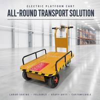 Chariot à plateau électrique pliable à quatre roues robuste avec fonctions réglables, chariot motorisé portable pour usage industriel