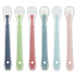 Cuchara de Silicona Suave de Grado Alimenticio <span class=keywords><strong>para</strong></span> Bebés, con Lindo Diseño de Huella de Pata, Libre de BPA, con Cubierta Protectora Transparente - Product Image 5