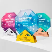 2025 nouveau trophée gravé écologique en cristal de verre créatif sur mesure haut de gamme élégant employés exceptionnels équipe de champions