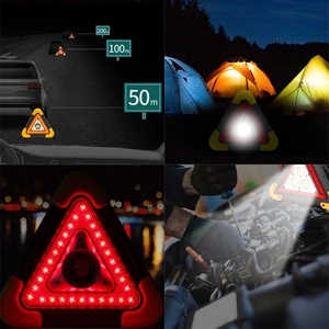 Tripé de aviso <span class=keywords><strong>led</strong></span> multifuncional, luz de emergência, carregamento solar, triângulo, sinal de aviso de segurança