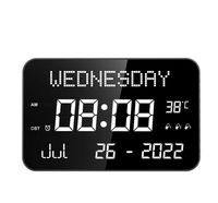 Grand pendentif numérique moderne de 11.2 pouces pour personnes âgées télécommandé 4 alarmes 8 sonneries jour date calendrier réveil-plastique