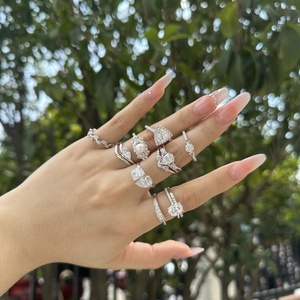 Tùy Chỉnh Sang Trọng Kim Cương Ngón Tay Nhẫn Mới Đến 925 Sterling Silver Bạc Hợp Thời Trang CZ Nhẫn Cưới Cho Engagement Món Quà Bên - Product Image 1