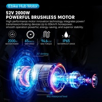 Kit de Conversión de Bicicleta Eléctrica de 52V 2000W, 20-29 Pulgadas, 700C, Motor de Cubo Trasero Sin Escobillas Sin Engranajes, Rueda Giratoria para Bicicleta Eléctrica de Montaña